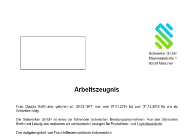 Die Adresse des Arbeitnehmers gehört nichts in Zeugnis, die Anschrift des Arbeitgebers muss hingegen zwingend vorhanden sein.